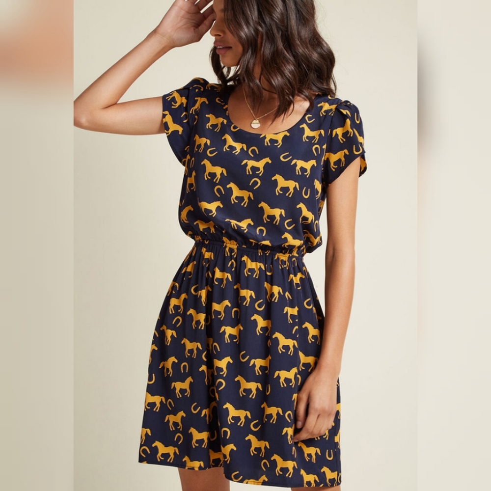 Peach Love horse print dress from ModCloth